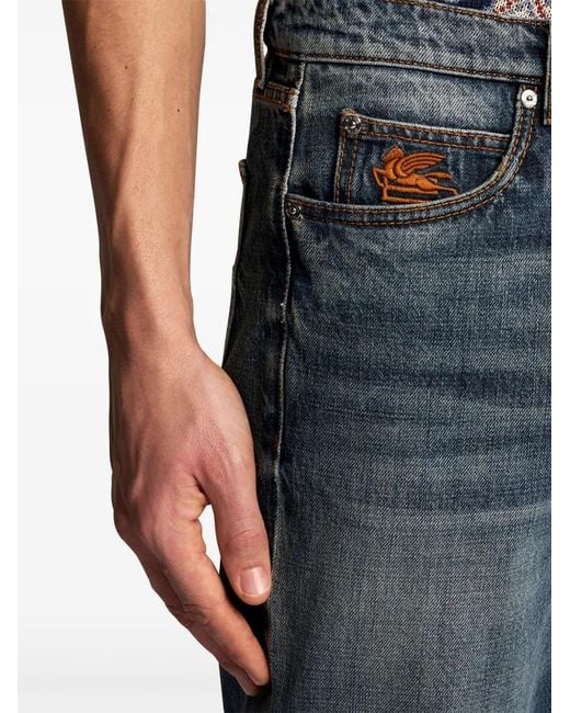 Etro Blue Vintage-Effect Jeans for men