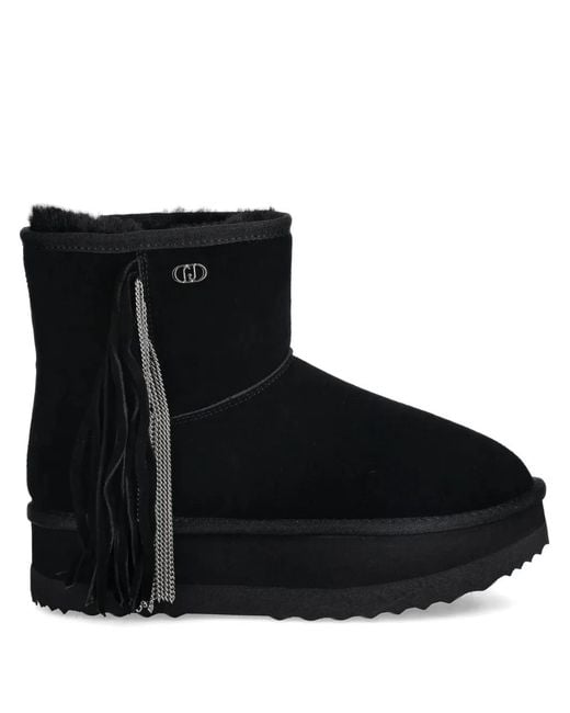 Liu Jo Black Fringed Ankle Boots