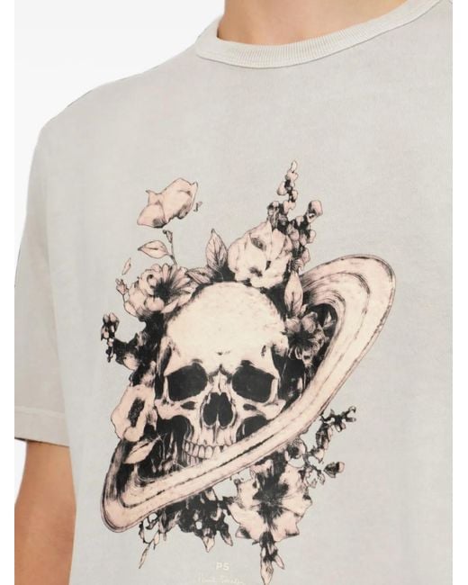 Paul Smith White Skull-Print T-Shirt for men