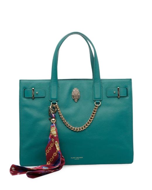 Kurt Geiger Green Scarf-Detail Eagle-Plaque Tote Bag