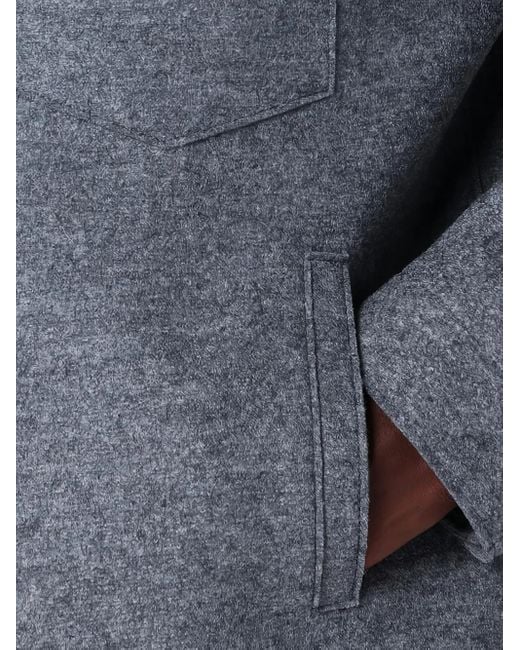 Harris Wharf London Gray Wool Single-Breasted Shirt Jacket for men