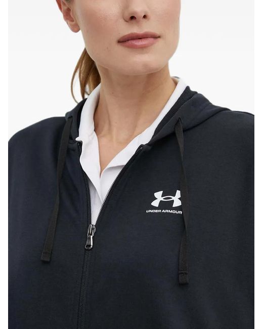Under Armour Black Zip-Up Logo-Print Hoodie