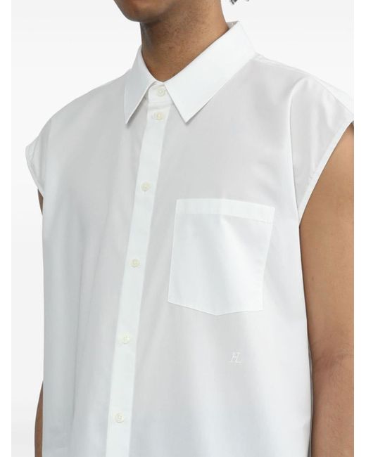 Helmut Lang White Sleeveless Cotton Poplin Shirt for men