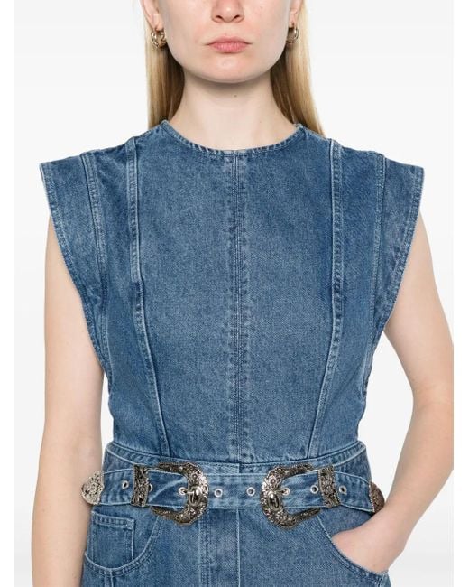 Marques'Almeida Indigo Blue Franed Ruffle Kleid