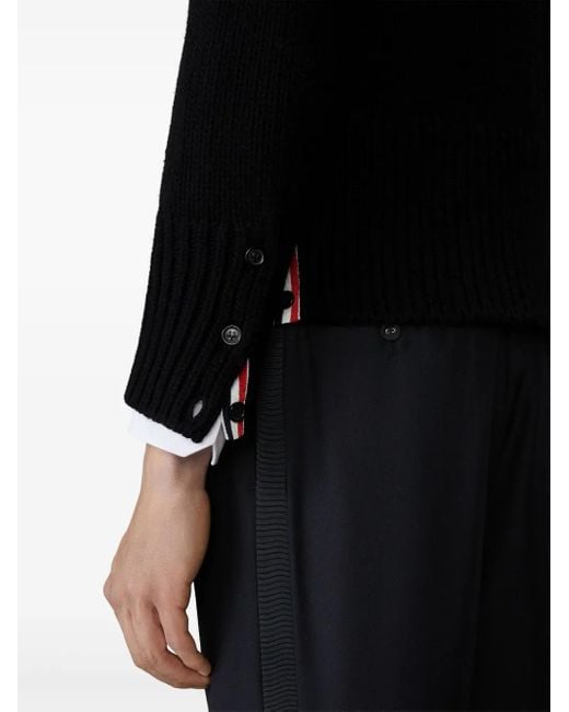Thom Browne Black Slogan-Print Sweater for men