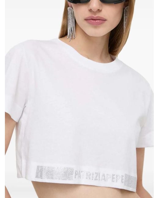 Patrizia Pepe Gray Logo-Tape T-Shirt