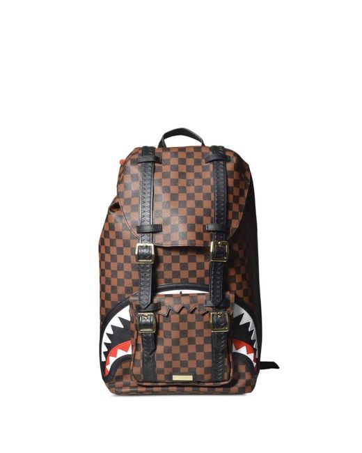 Sprayground Brown Checkerboard Shark Backpack