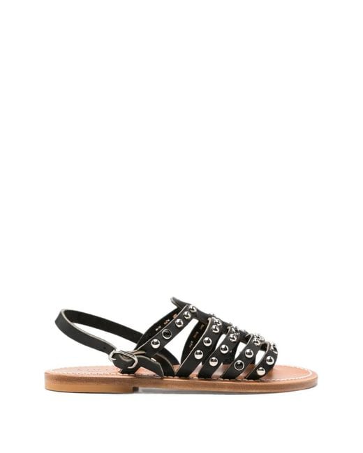 K. Jacques White Studded Cage Sandals