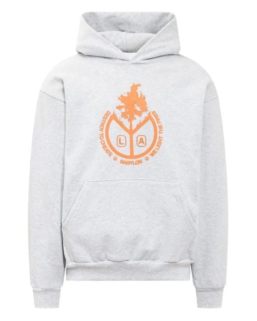 Babylon LA White Graphic Print Hoodie for men