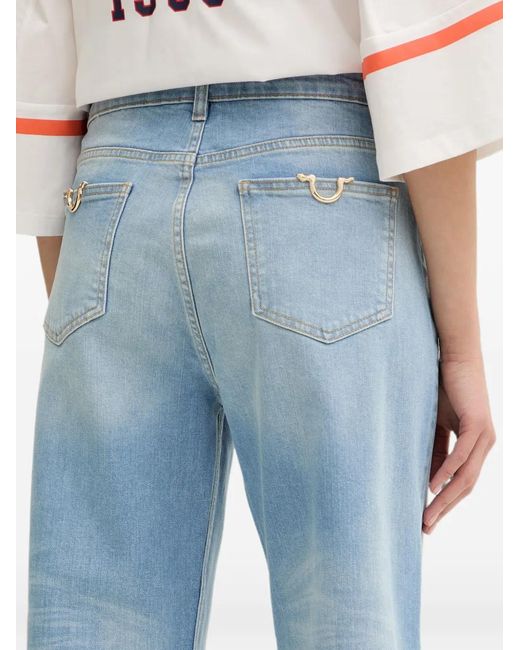 Just Cavalli Blue Faded-Effect Straight-Leg Jeans