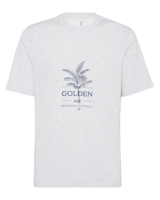 Brunello Cucinelli White The Golden Age Cotton T-shirt for men
