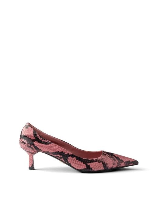 Prada Pink Printed Ayers Leather Pumps