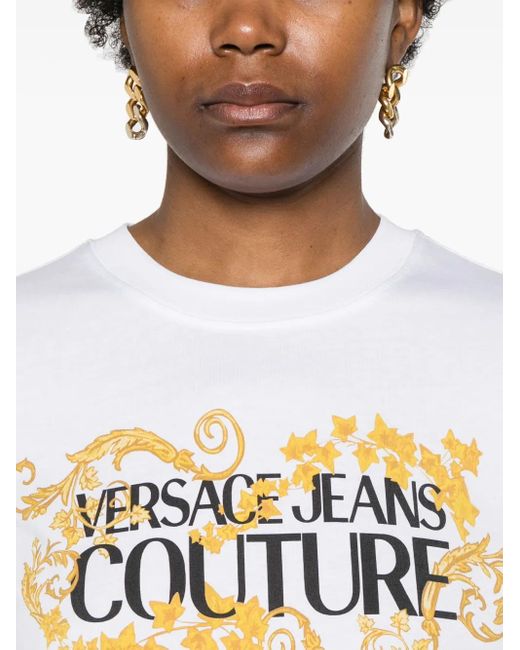 Versace Jeans Couture White Cotton T-shirt With Printed Logo