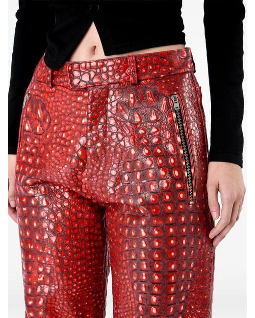 CAMPERLAB Red Zip Leather Trousers