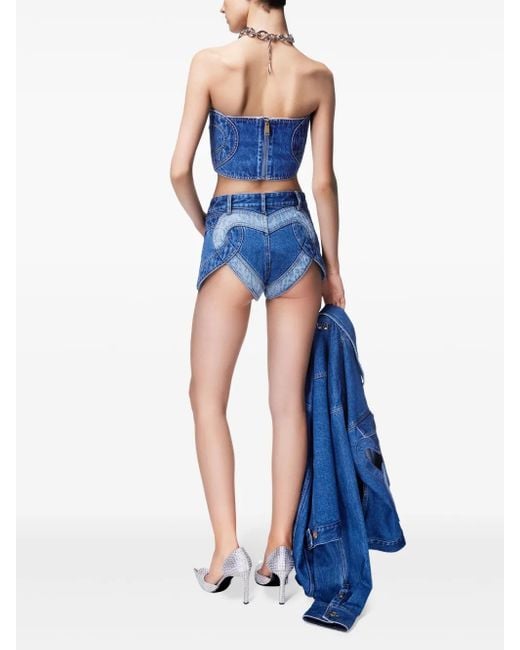 Area Blue Patchwork Heart-motif Denim Bandeau