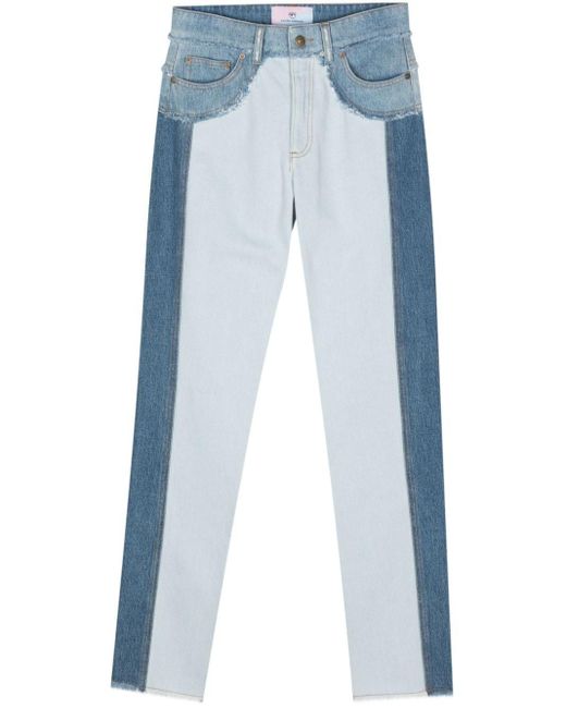 Chiara Ferragni Blue Contrast Fringed Tapered Jeans