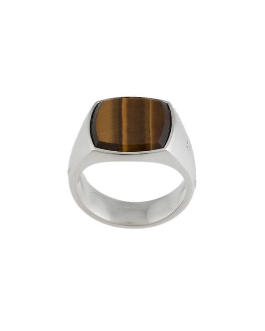 Tom Wood White Cushion Tiger Eye Medium Ring for men