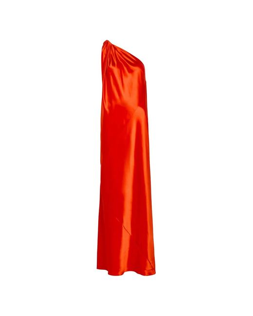 Delos Red Nova One-Shoulder Silk Dress
