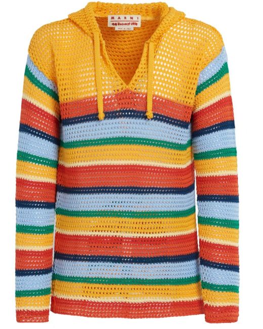 Marni Multicolor Striped Hooded Jumper for men