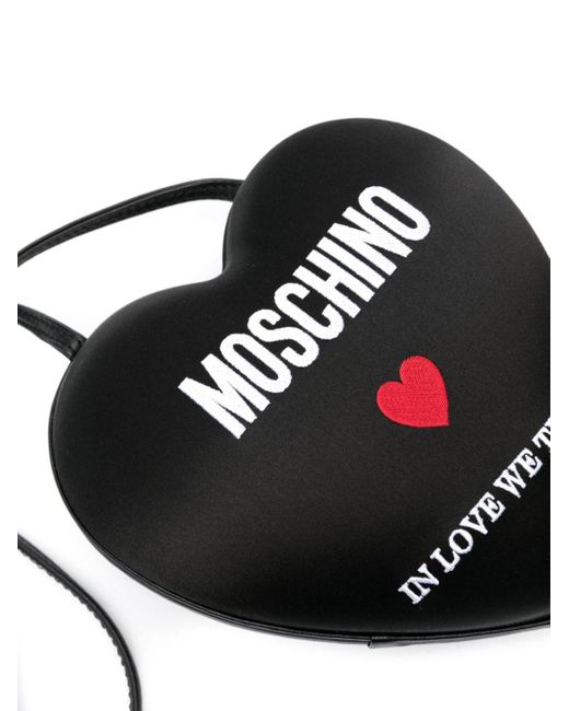 Bolso de hombro con logo bordado Moschino de color Black