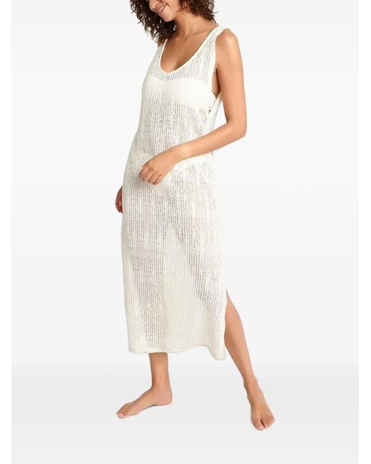 Banana Moon White Tupai Beachsoul Open-Knit Side-Slit Maxi Dress