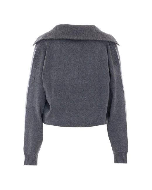 ELEH Blue Layered-Effect Cropped Sweater