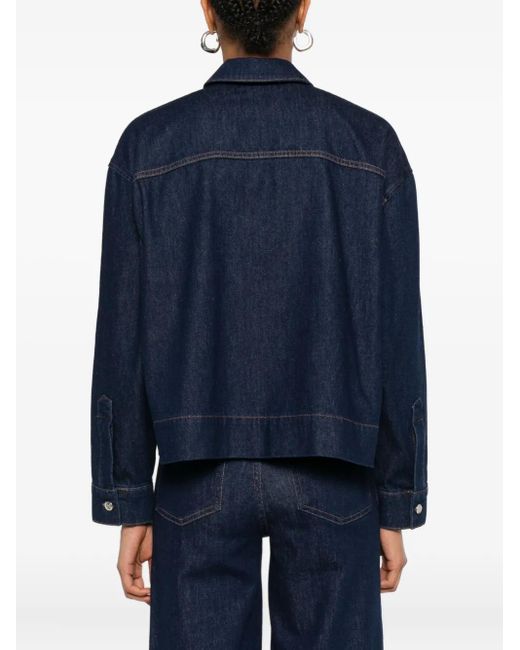 Maje Blue Bow-Detail Denim Shirt
