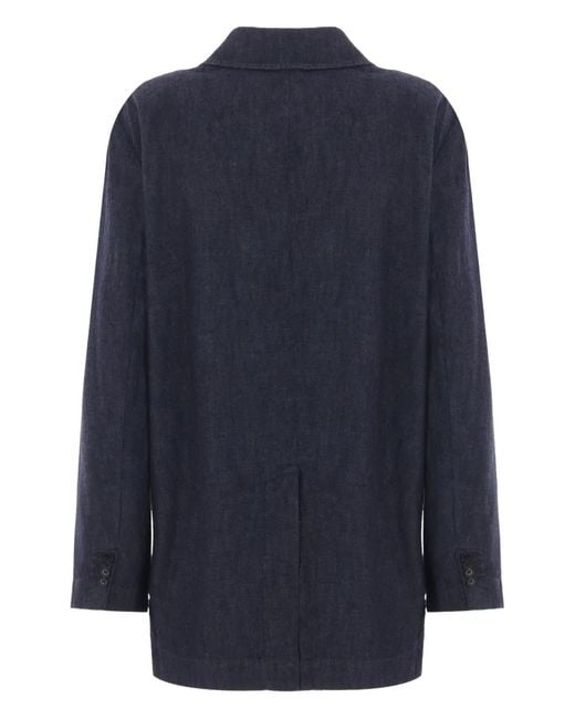 Aspesi Blue Double-Breasted Denim Blazer