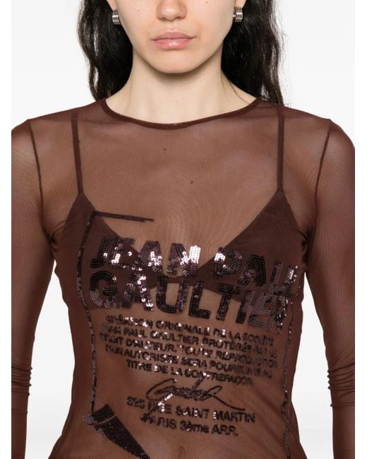 Haut En Mesh À Sequins Jean Paul Gaultier en coloris Brown