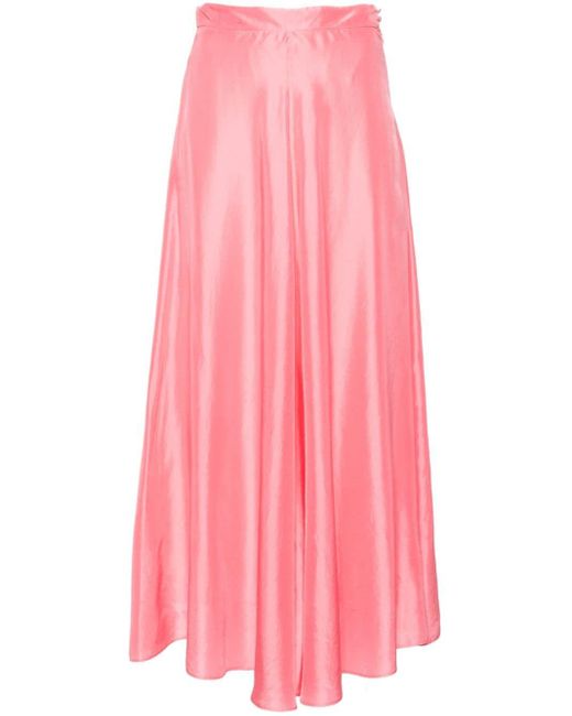 Forte Forte Pink A-line Silk Midi Skirt