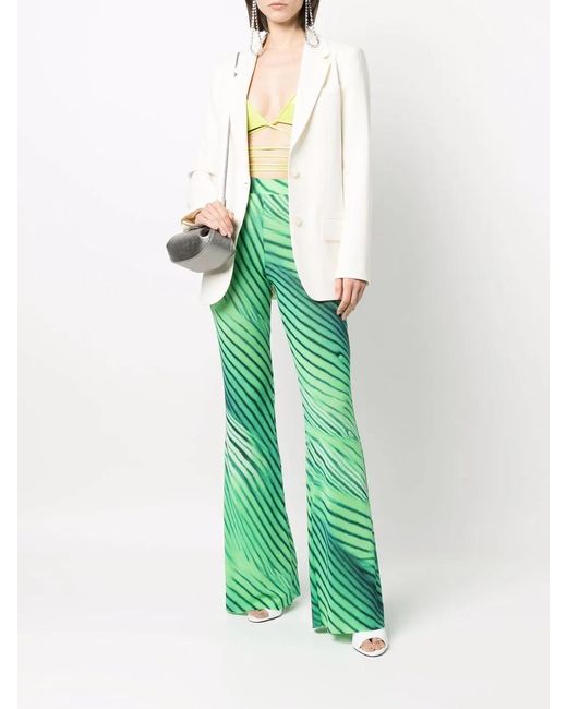 ANDAMANE Green Graphic-Print Flared Pants
