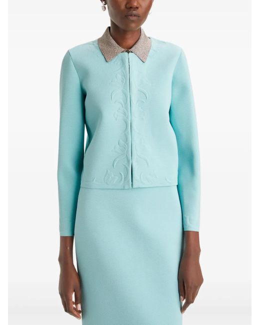 Tory Burch Blue Kendra Cardigan mit Prägung