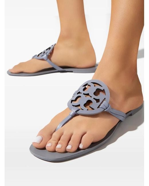 Tory Burch White Logo Miller Flip-Flops