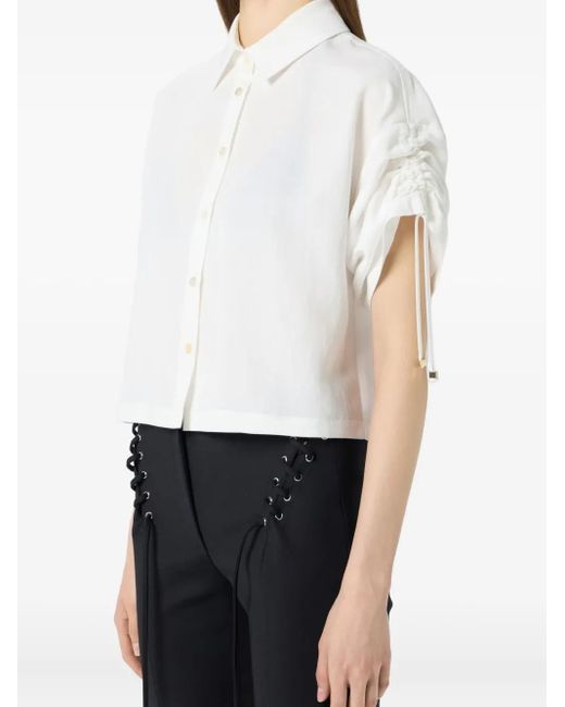 Blumarine White Cropped Button-Up Shirt
