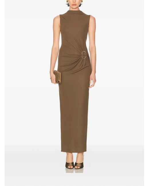 Roland Mouret Natural Mock-Neck Ring-Detail Dress