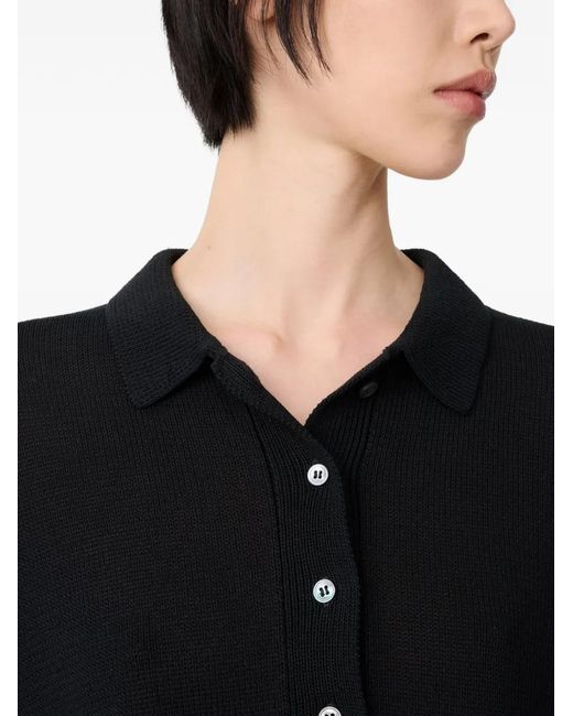 Studio Nicholson Black Tolsa Collar Knit Polo Top