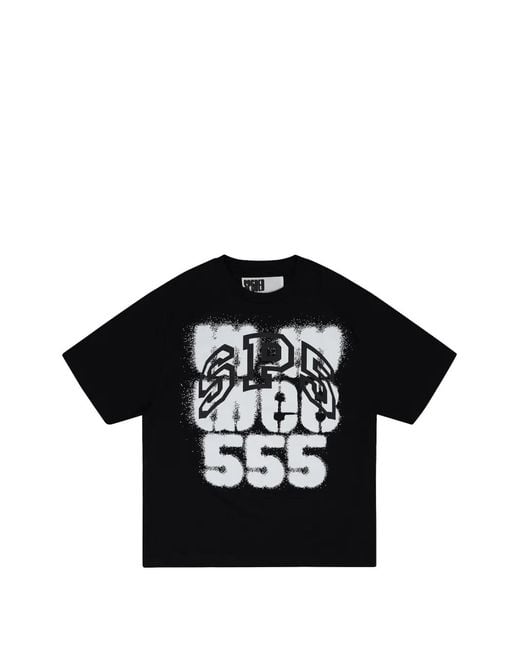 Sp5der Black Sp555 Graphic-Print T-Shirt for men