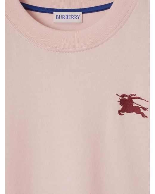T-Shirt Con Motivo Equestrian Knight di Burberry in Pink
