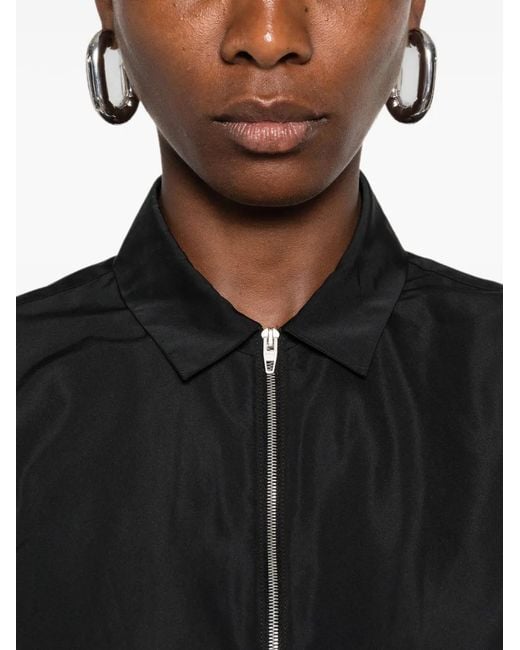 Jil Sander Black Zip-Up Short-Sleeve Shirt