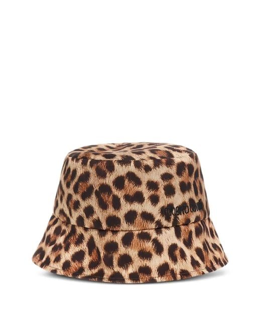 Roberto Cavalli Brown Fischerhut mit Leoparden-Print
