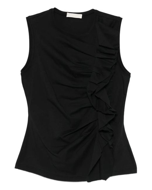 Ulla Johnson Black Clio Ruffled Tank Top