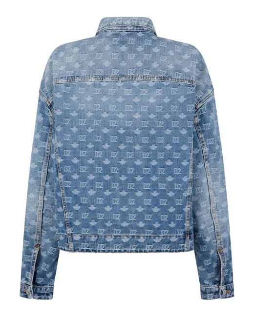 DSquared² Blue Buttoned Graphic Jean Jackets