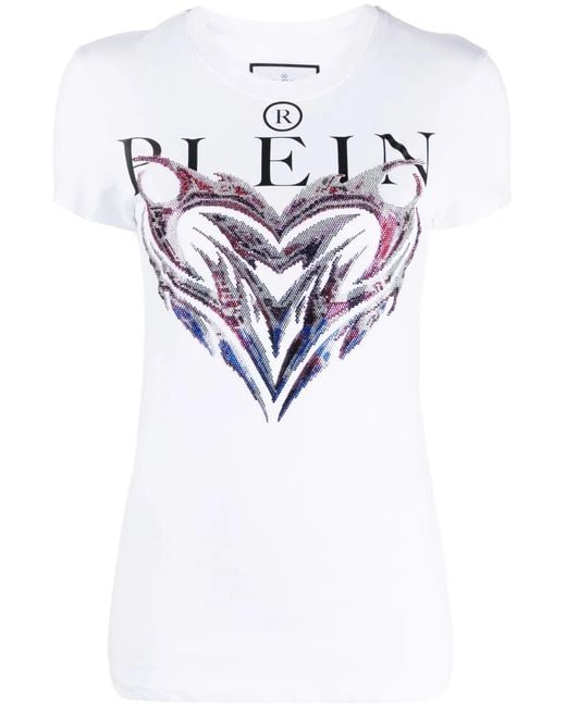 Philipp Plein White Graphic-Print Cotton T-Shirt