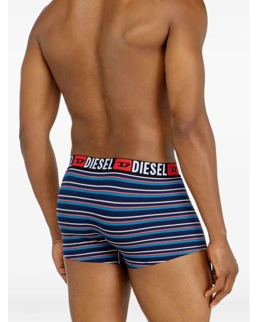 DIESEL Blue Logo-Waistband Cotton Boxers (Set Of Three) for men