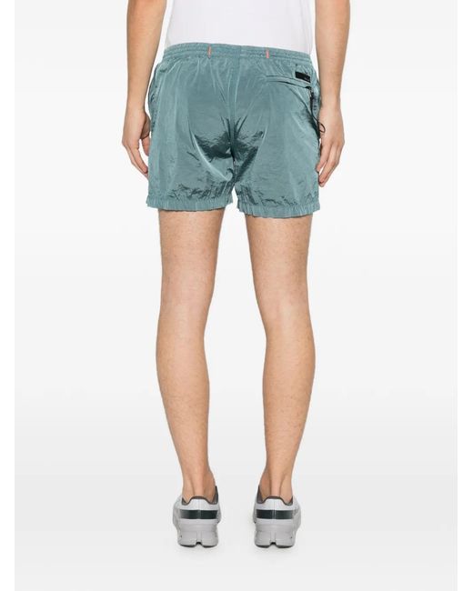 Rrd Blue Crinkled-Effect Drawstring Shorts for men