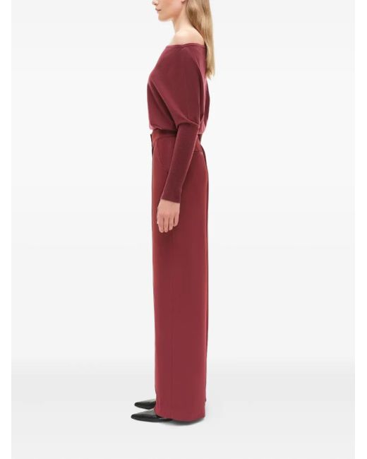 Jonathan Simkhai Red Pressed-Crease Trousers