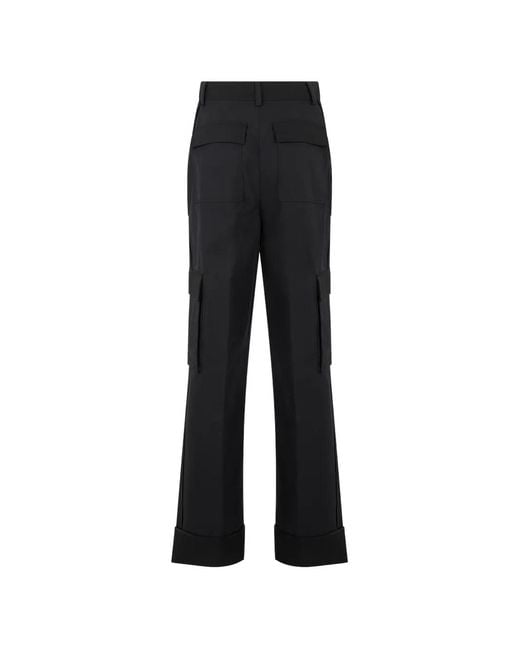 Moschino Black Logo-Patch Cargo-Pockets Flared Trousers