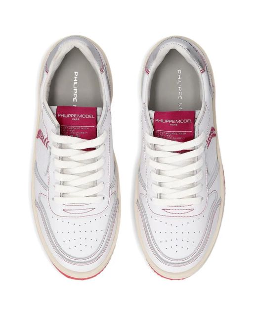 Philippe Model White Leather Low-Top Sneakers