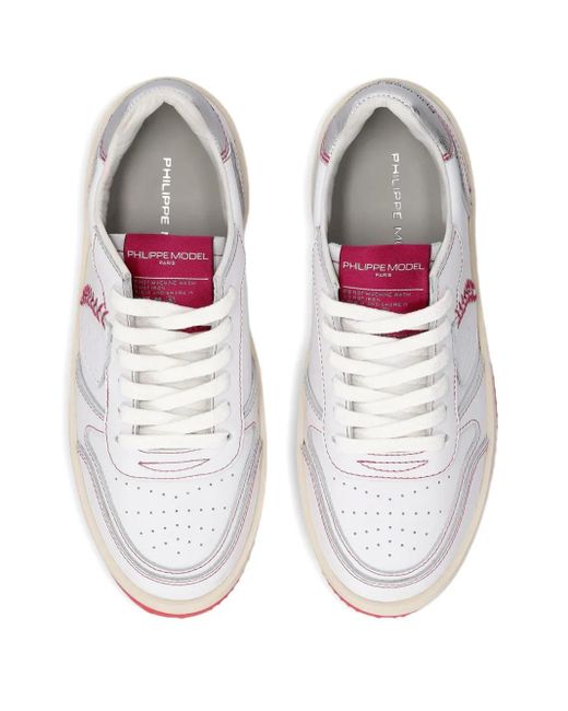 Philippe Model White Leather Low-Top Sneakers