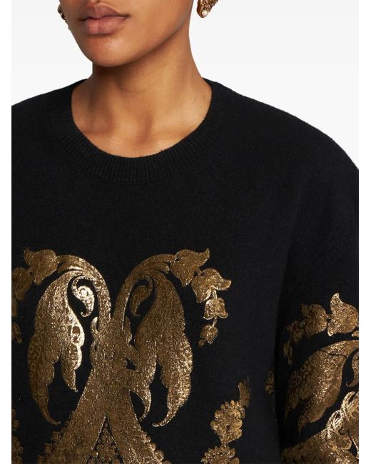 Etro Black Pullover Mit Metallic-Print